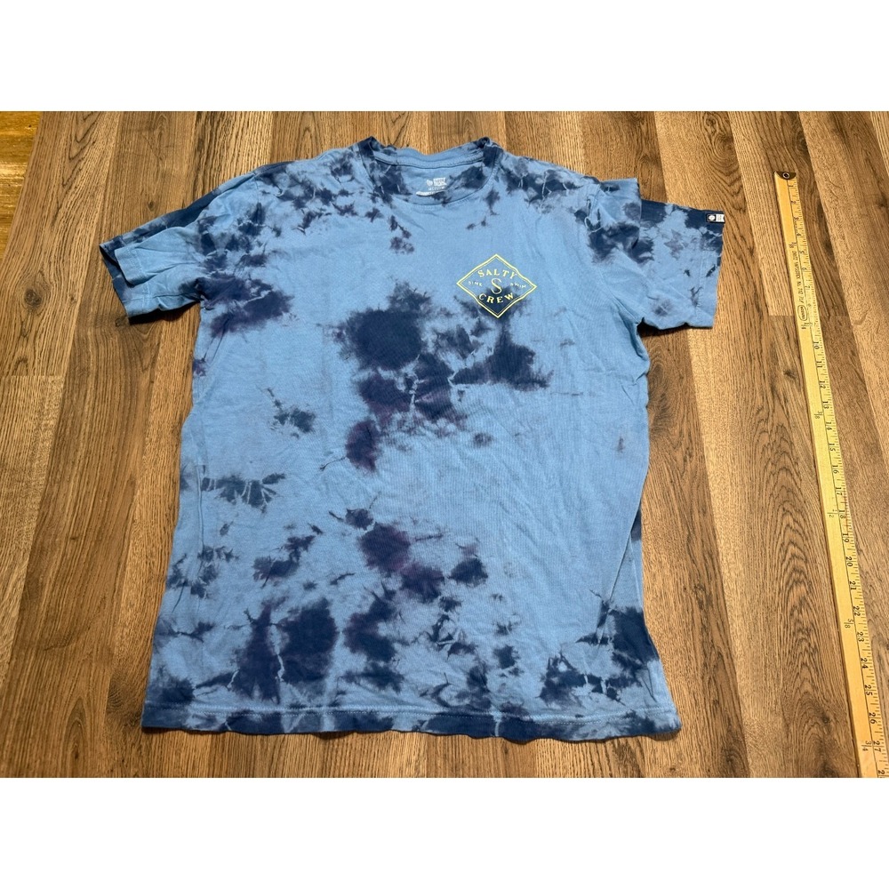 Salty Crew Shirt Men's Size Medium Blue Yellow Tie Dye "Salty Sink Swim Crew"